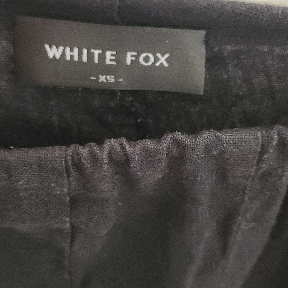 White Fox Black Linen Cargo Drawstring Joggers XS - Picture 3 of 7
